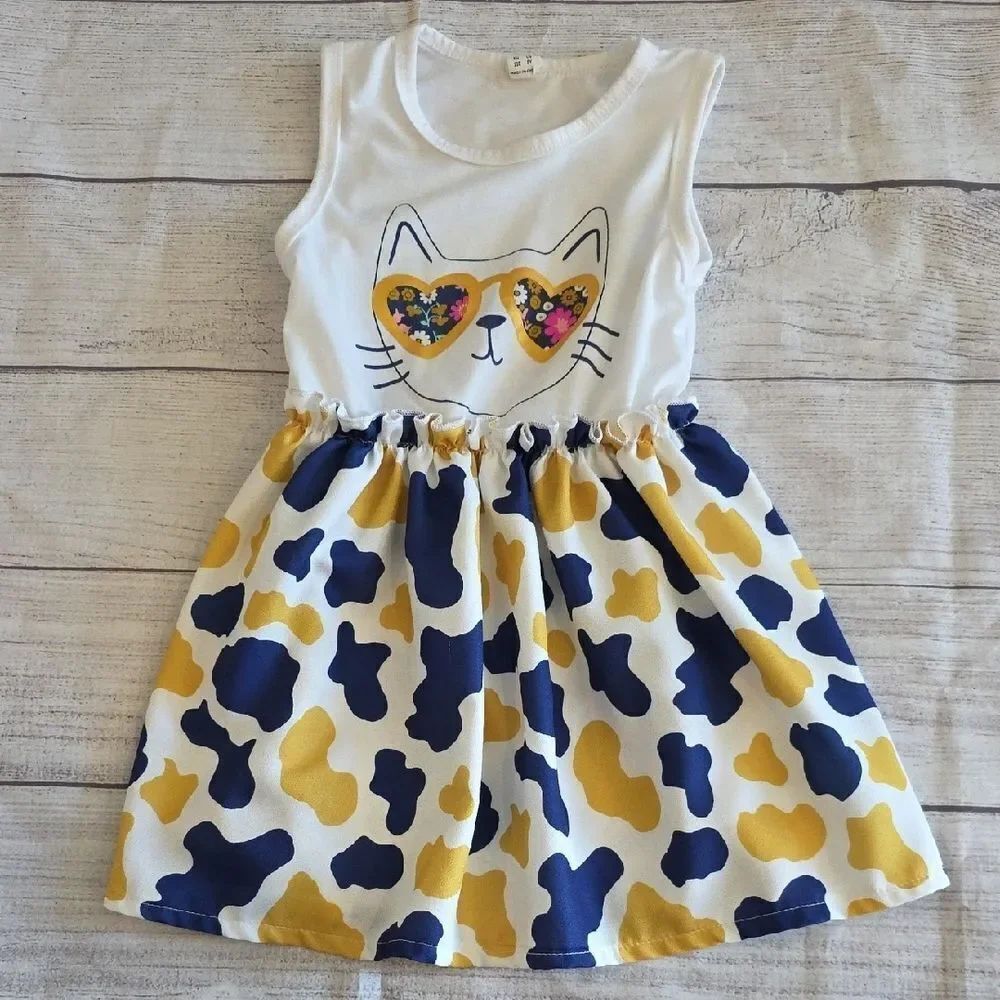 SHEIN Yellow and White Sleeveless Sundress